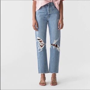 Agolde Feel Good jeans Organic Cotton Distressed High Rise Button Fly Size 24